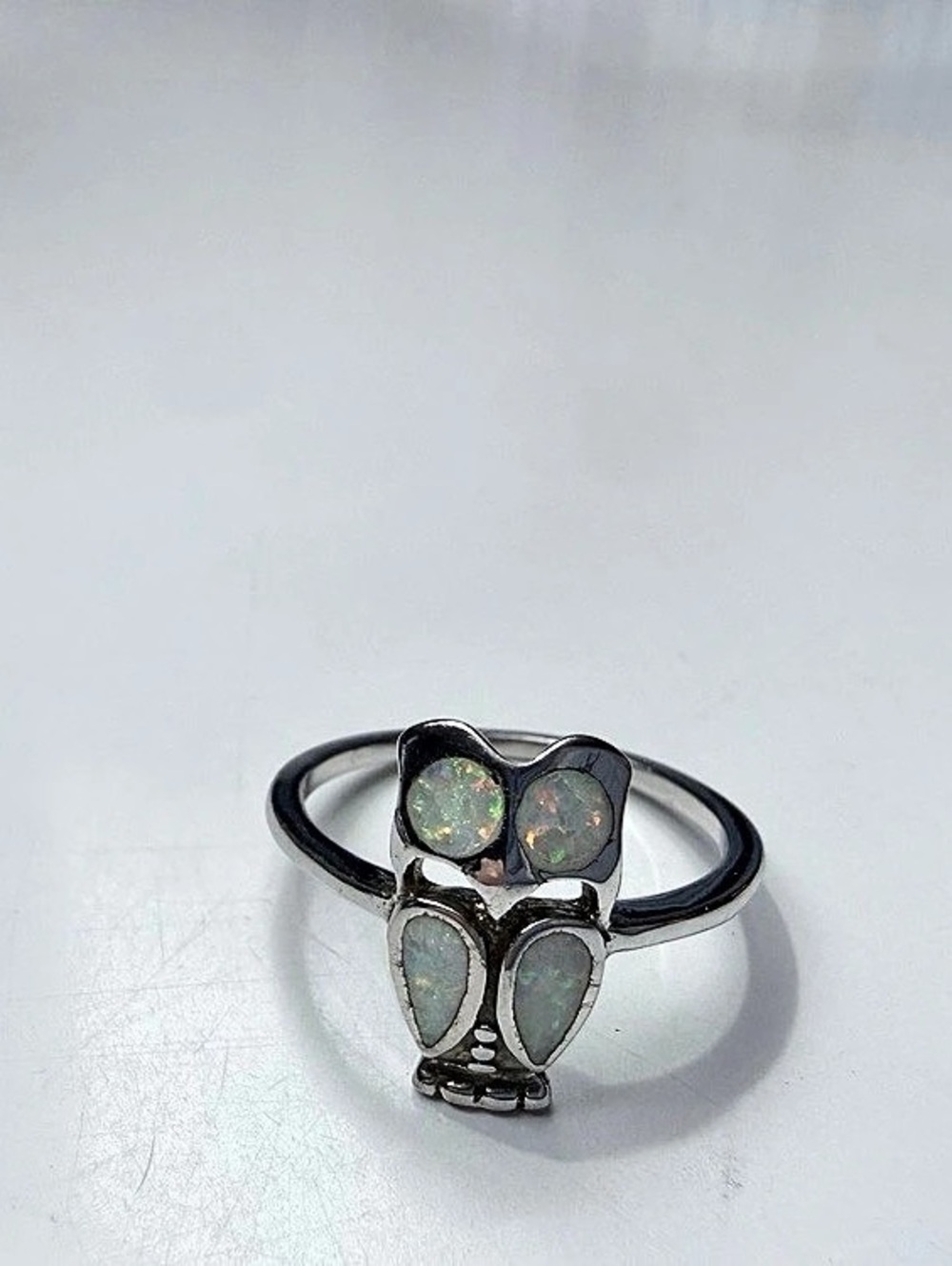 Opal Owl Ring in Silver & Green Like New